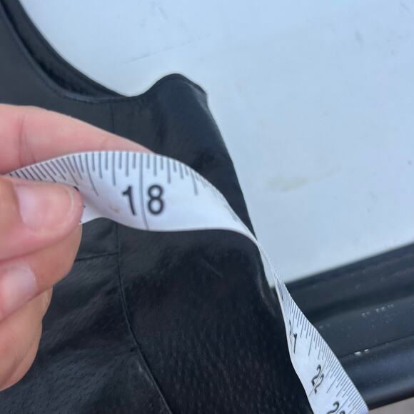 Vintage Leather Y2K Moto Biker Vest Grunge 90s Top Full Zip Medium Layering - Picture 12 of 12